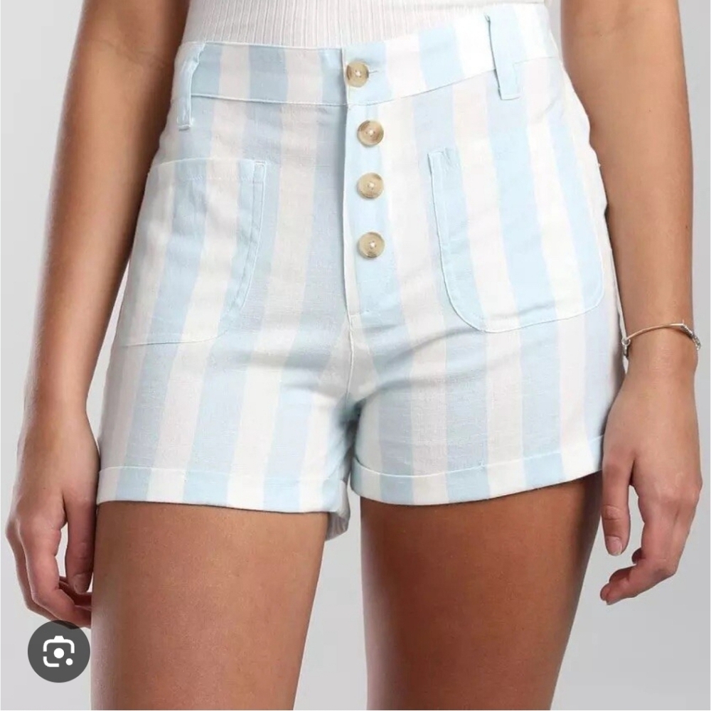 Billabong Leave Rad High Waisted Mini Cotton Blend Stripped Woven Shorts Sz 29